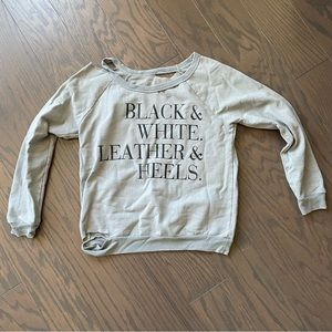 Black White Leather & Heels Gray Distressed Sweatshirt - Chaser size medium